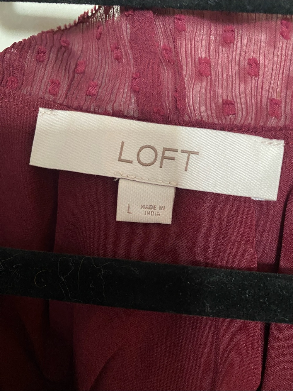 LOFT Plum Ruffle V-Neck Textured Blouse - Picture 2 of 4